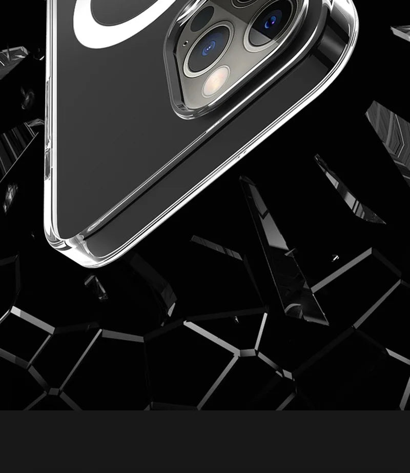 Coque magnétique et transparente en cristal rigide pour iPhone CWS