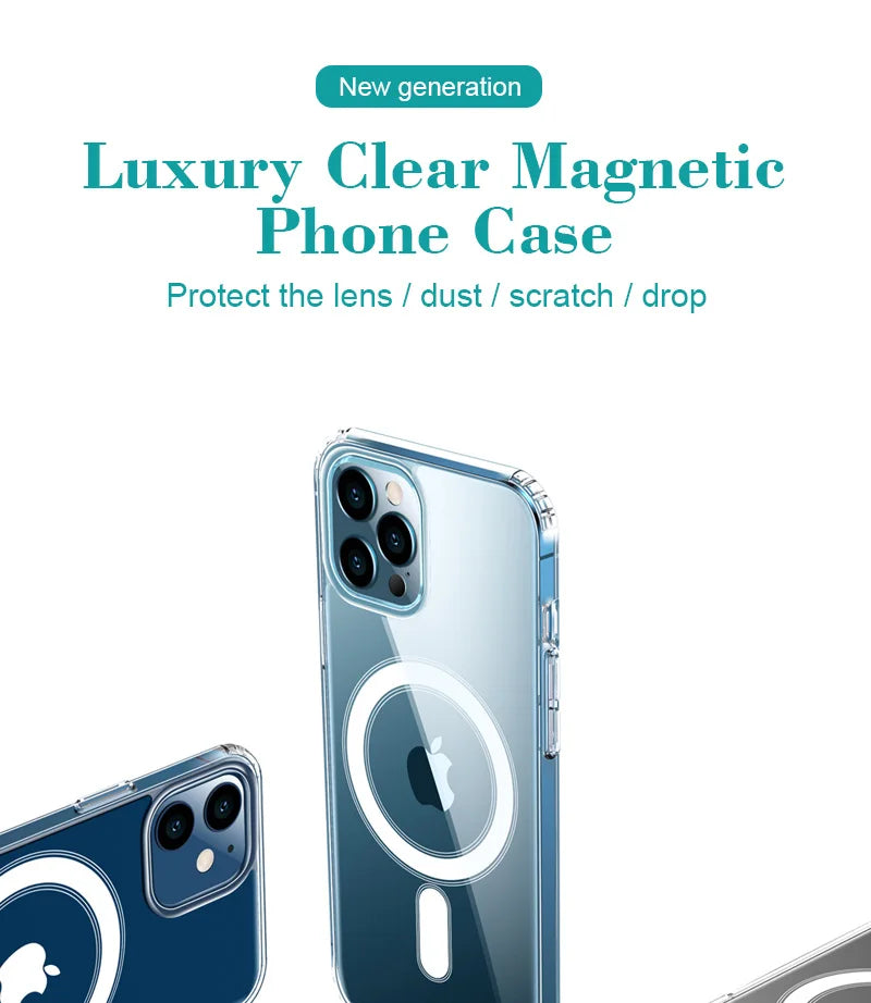 Coque magnétique et transparente en cristal rigide pour iPhone CWS