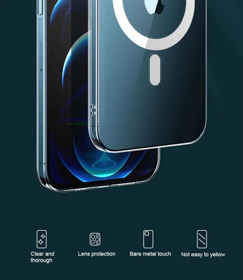 Coque magnétique et transparente en cristal rigide pour iPhone CWS