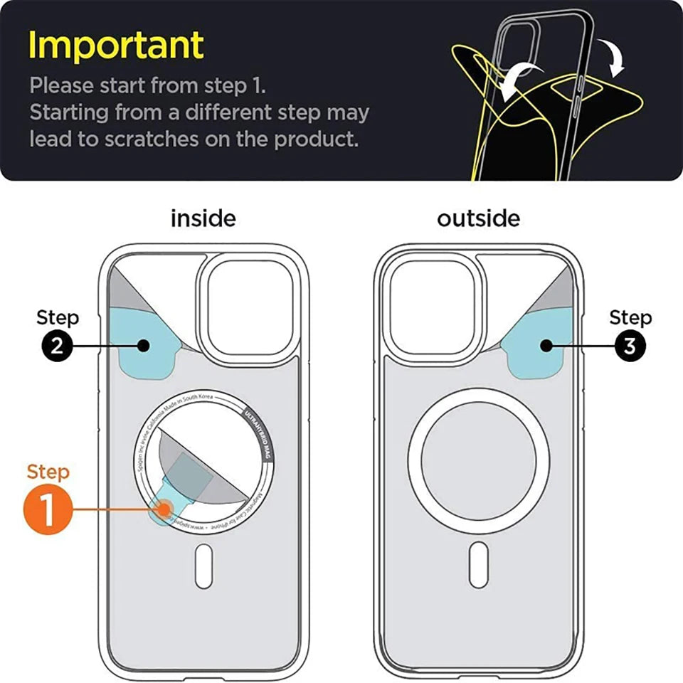 Coque magnétique et transparente en cristal rigide pour iPhone CWS