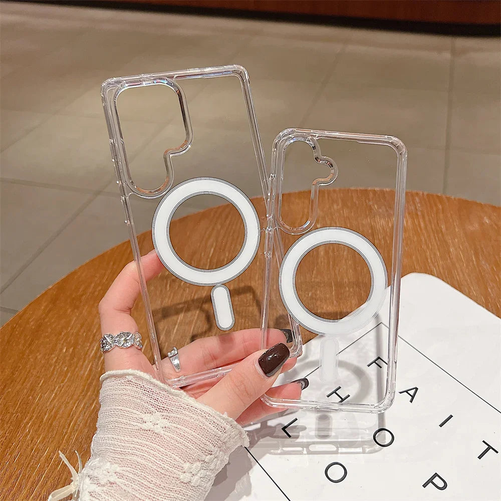 Coque magnétique et transparente en cristal rigide pour Samsung CWS