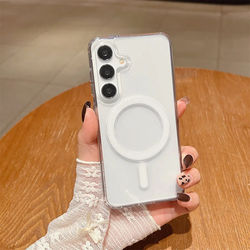 Coque magnétique et transparente en cristal rigide pour Samsung CWS