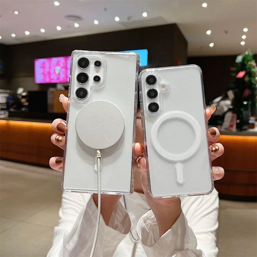 Coque magnétique et transparente en cristal rigide pour Samsung CWS
